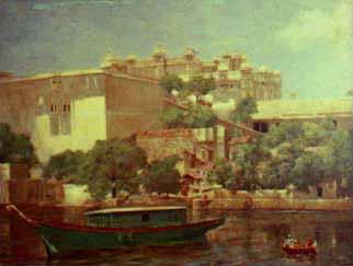 Raja Ravi Varma Udaipur Palace oil painting image